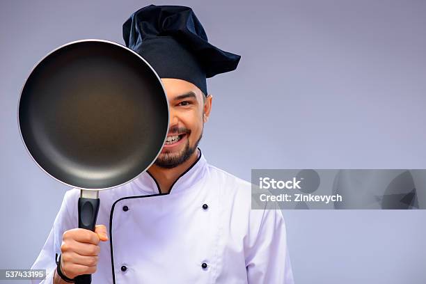 Portrait Of Young Handsome Cook Stock Photo - Download Image Now - 2015, Adult, Business