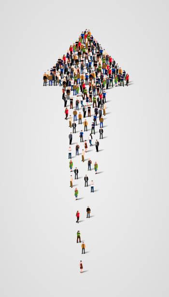 istock Large group of people in the arrow form. 537433662