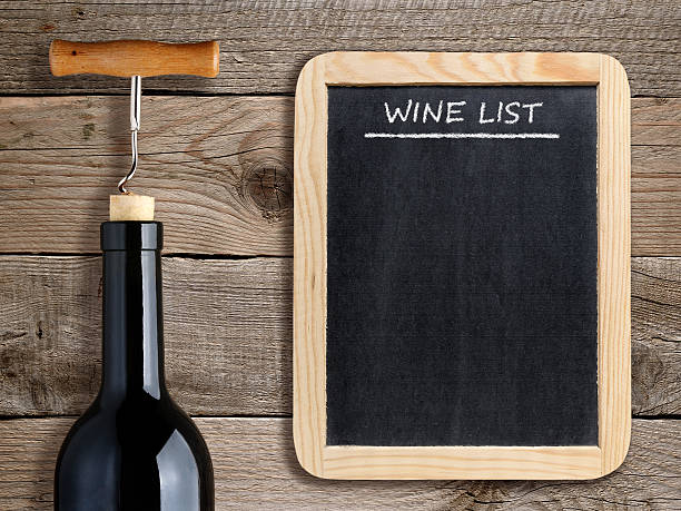 istock Wine list on blackboard and wine bottle 537434771