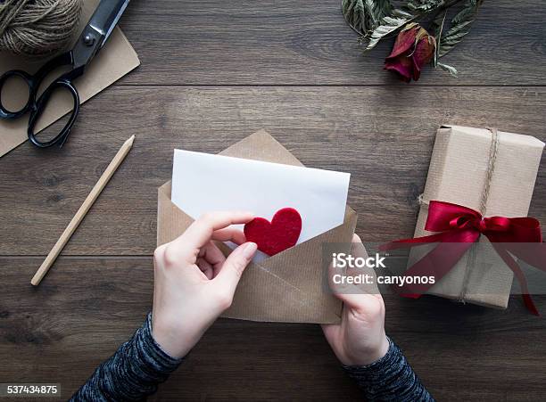 Sending Love Letter For Valentines Day Stock Photo - Download Image Now - 2015, Above, Admiration