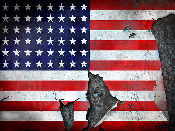 istock Flag of USA, painted on a grunge plank 537436656