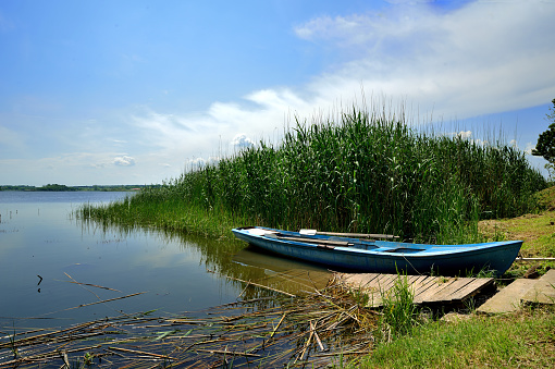 A boat at Durankulak lake, Bulgaria, Eastern Europe.