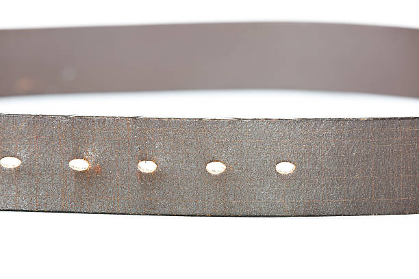 istock Black men leather belt isolated on white 537439195
