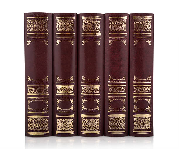 old fashioned set di libri - enciclopedia foto e immagini stock
