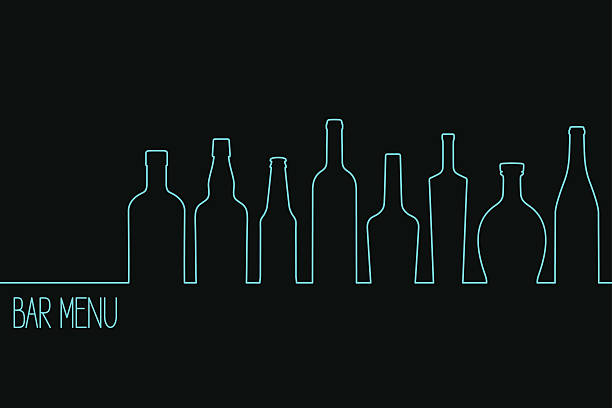 ilustrações de stock, clip art, desenhos animados e ícones de design do menu de de bebidas - garrafa vinho
