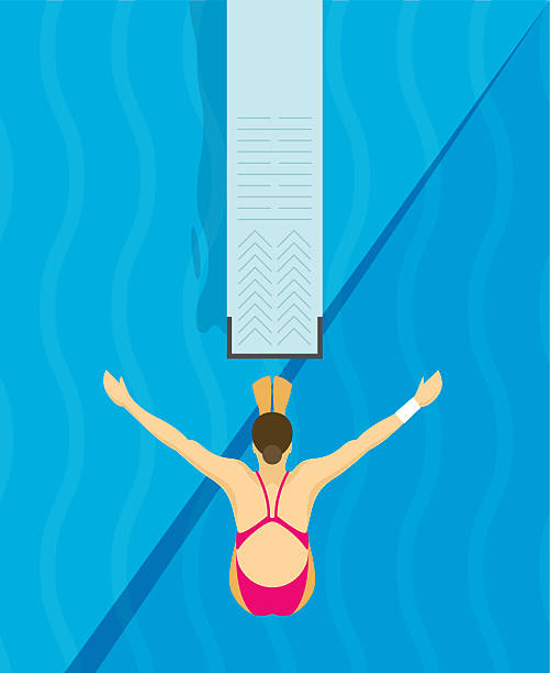 ilustrações, clipart, desenhos animados e ícones de de saltar da plataforma de mergulho projeto ilustração - partida do grupo