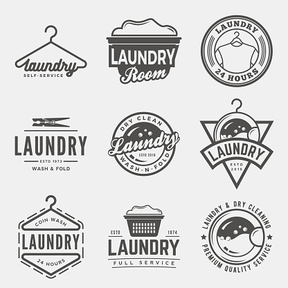 vector set of laundry logos, emblems and design elements. logotype templates and badges.