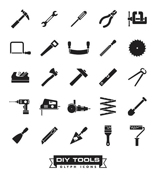 ilustrações de stock, clip art, desenhos animados e ícones de o símbolo conjunto de ícones de ferramentas de colaboração - pliers work tool white background craft