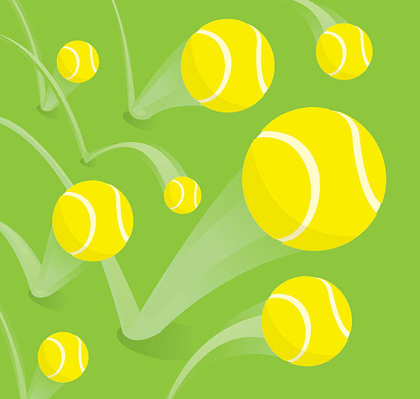 ilustraciones, imágenes clip art, dibujos animados e iconos de stock de lotes de pelotas de tenis saltando - bouncing