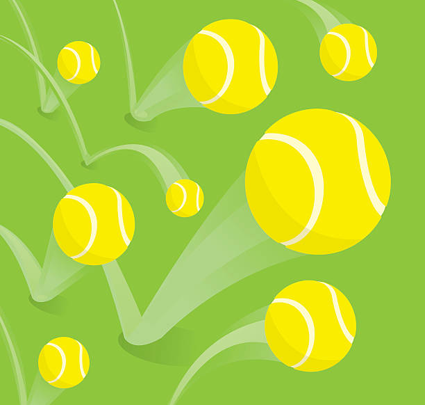 Lots of tennis balls bouncing vector art illustration