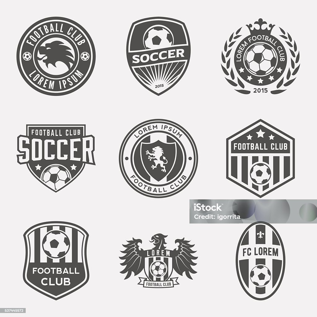 set of football (soccer) crests and logos set of football (soccer) crests and logos. vector illustration Soccer stock vector