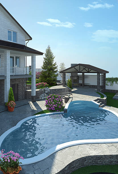 istock Patio living space arrangement, 3d render 537446240