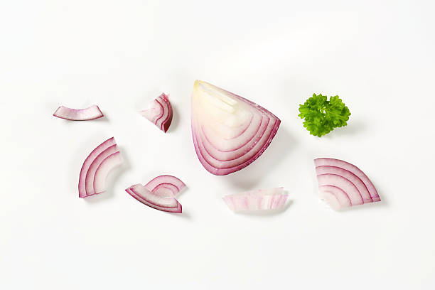 sliced red onion stock photo