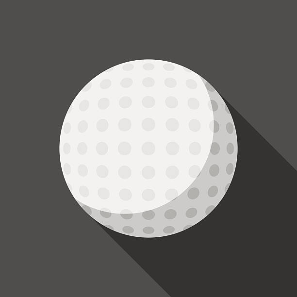 ilustraciones, imágenes clip art, dibujos animados e iconos de stock de pelota de golf ícono con una sombra larga - golf ball circle ball curve