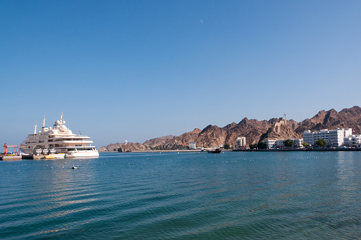 Muscat, Oman - December 28, 2014: Muttrah Corniche of Muscat is the first tourist attraction when you dock in Oman