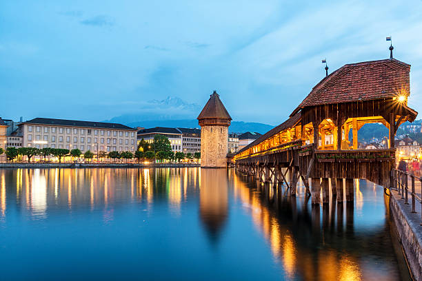istock Lucerne. Image of Lucerne, Switzerland during twilight blue hour 537454516