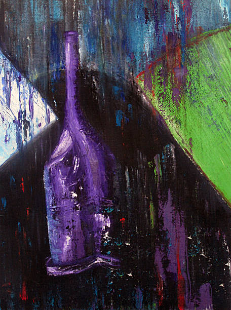 istock Abstract Painting Glass Bottle on Dark Background 537454535