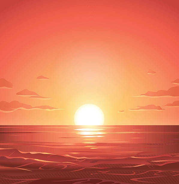 Sunrise Over The Sea A beautiful sunrise over the sea. Vector illustration with space for text. horizon illustrations stock illustrations