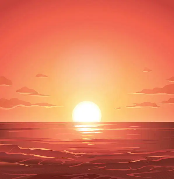 Vector illustration of Sunrise Over The Sea