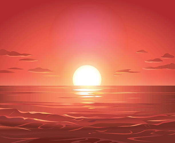 illustrations, cliparts, dessins animés et icônes de coucher de soleil sur la mer - sunset vacations orange glowing