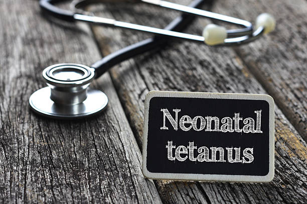 istock Medical Concept- Neonatal tetanus word written on blackboard wit 537455060