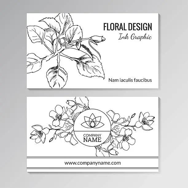 Vector illustration of Floral templates for business or visiting cards