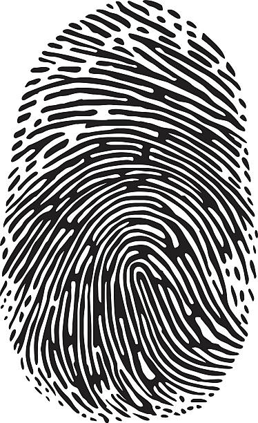 отпечаток пальца - fingerprint thumbprint track human finger stock illustrations