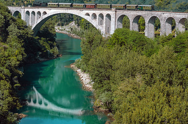 istock Steam Train on Solkan Bridge Slovenia 537456241
