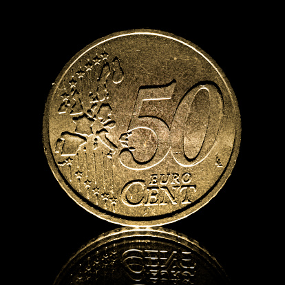 Run-down and scratched 50 Eurocent coins