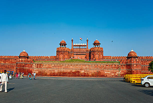 o forte vermelho em nova délhi, índia - india new delhi architecture monument - fotografias e filmes do acervo