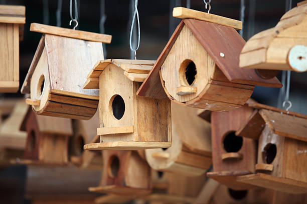 istock wooden bird house as background. 537458880