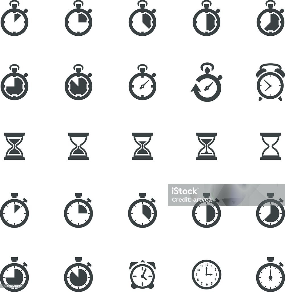 Time Clock Icon Set Vector illustration of the 25 business strategy icons Hourglass stock vector