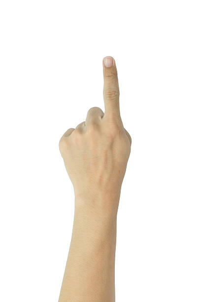 istock male hand pointing. Isolated on white background 537460206