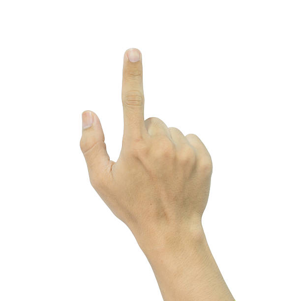 istock male hand pointing. Isolated on white background 537460384