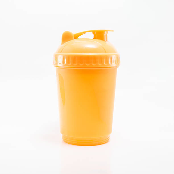 istock Orange plastic shaker used for mix your protein powder 537460732