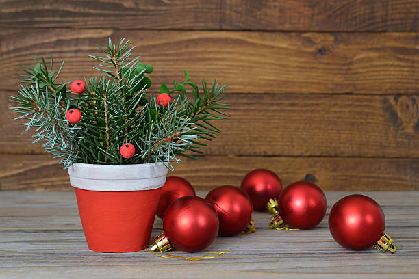 istock Christmas arrangement on wooden background 537460916