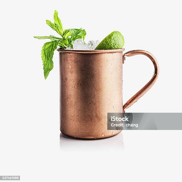 Moscow Mule In A Copper Mug Stock Photo - Download Image Now - Moscow Mule, Cocktail, Cut Out