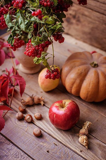 istock Autumn still life. apple, pumpkin, pomegranate, viburnum 537461758