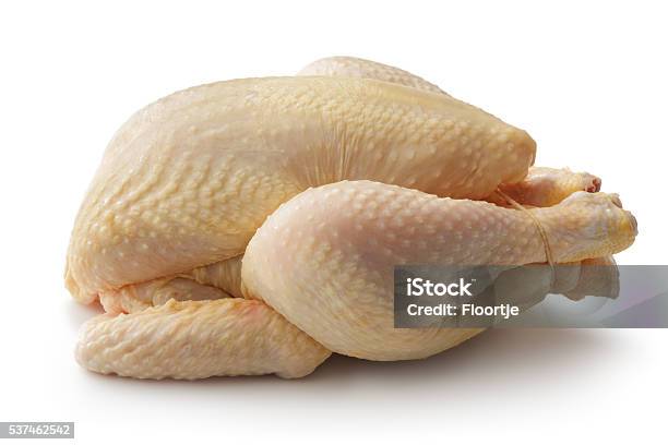 Poultry Raw Chickenn Isolated On White Background Stock Photo - Download Image Now - Chicken - Bird, Chicken Meat, Raw Food