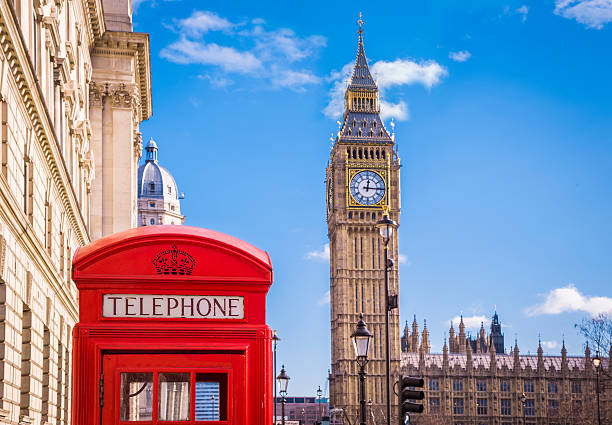istock Red British Phone Box with Big Ben in London 537462588