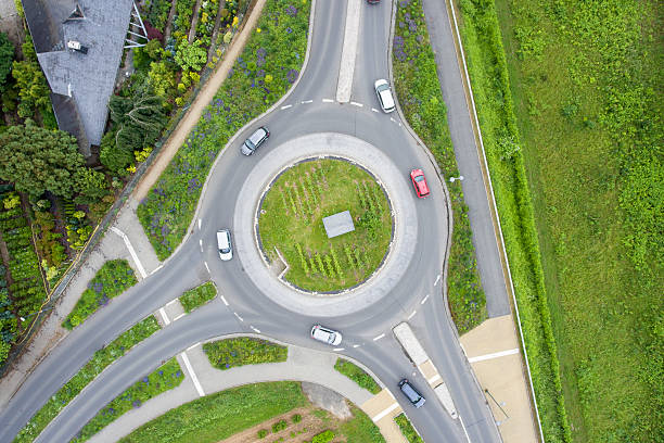 istock Traffic circle roundabout aerial view 537463416