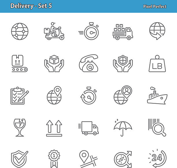 Delivery Icons - Set 5 Professional, pixel perfect icons depicting various delivery and logistics concepts (optimized for both large and small resolutions). global conveyor belt stock illustrations