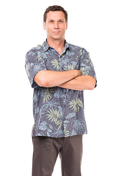 istock Man in Hawaiian shirt on white 537464214