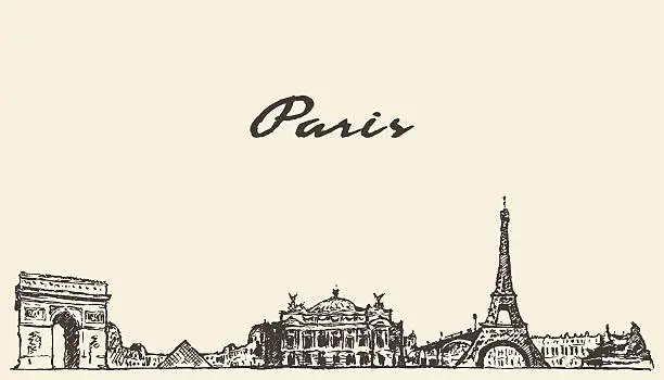 Vector illustration of Paris skyline France illustration hand drawn