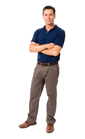 Causal Businessman Standing with Arms Crossed Isolated on White Background 