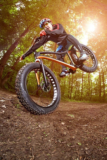 istock Bicycle rider in the woods 537467304