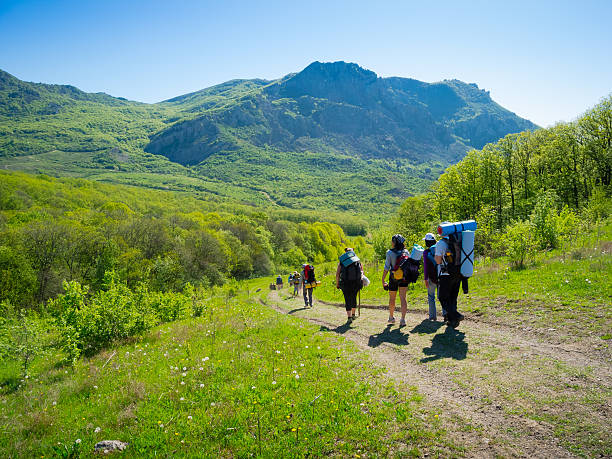 istock Hikers group trekking in Crimea 537467491