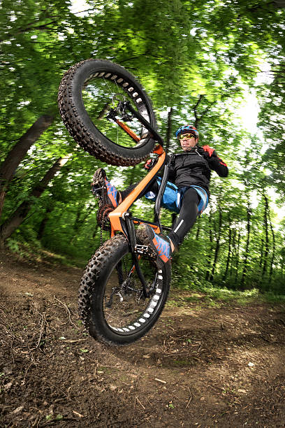 istock Bicycle rider in the woods 537467756