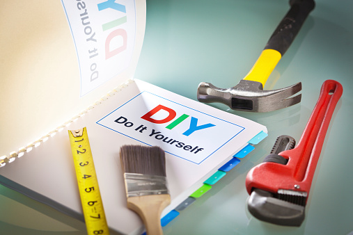 Manual Example Diy Do It Yourself Diy Open Instruction Manual Handbook And Tools Stock ...