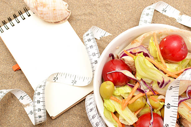 istock salad and tape measure on sand 537468565